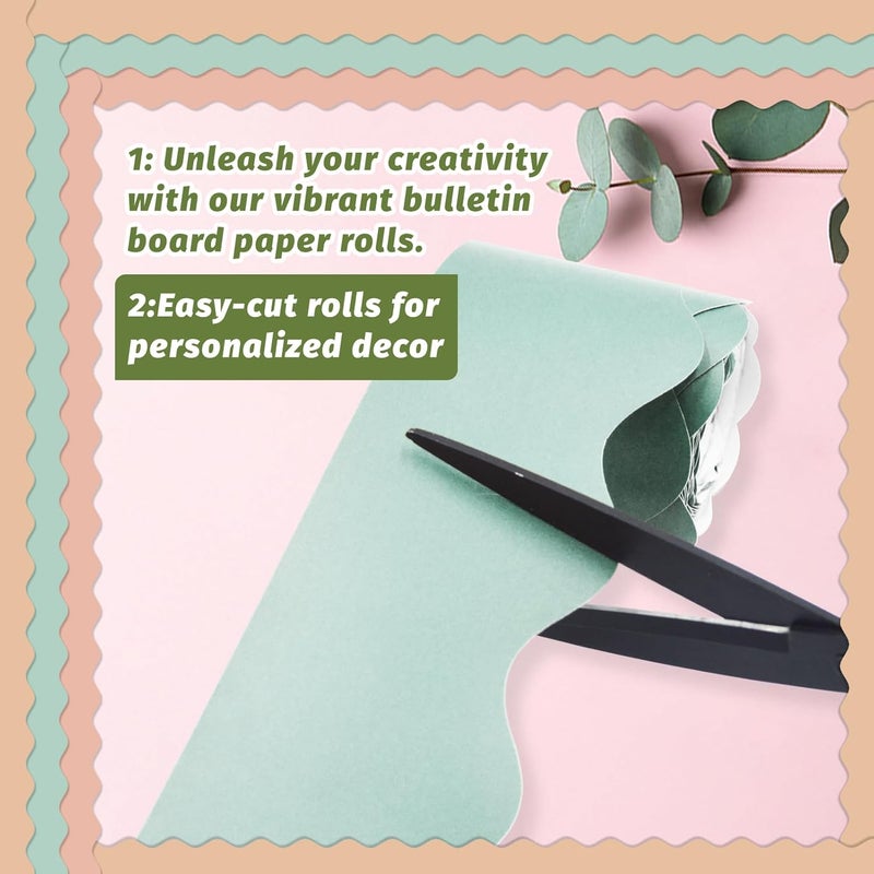 DASTTUIS 8 Rolls 262.4 Ft Bulletin Board Borders - Pastel Scalloped Borders Bulletin for Classroom, School & Office Decor - Pastel Classroom Borders for Bulletin Board - Image 3